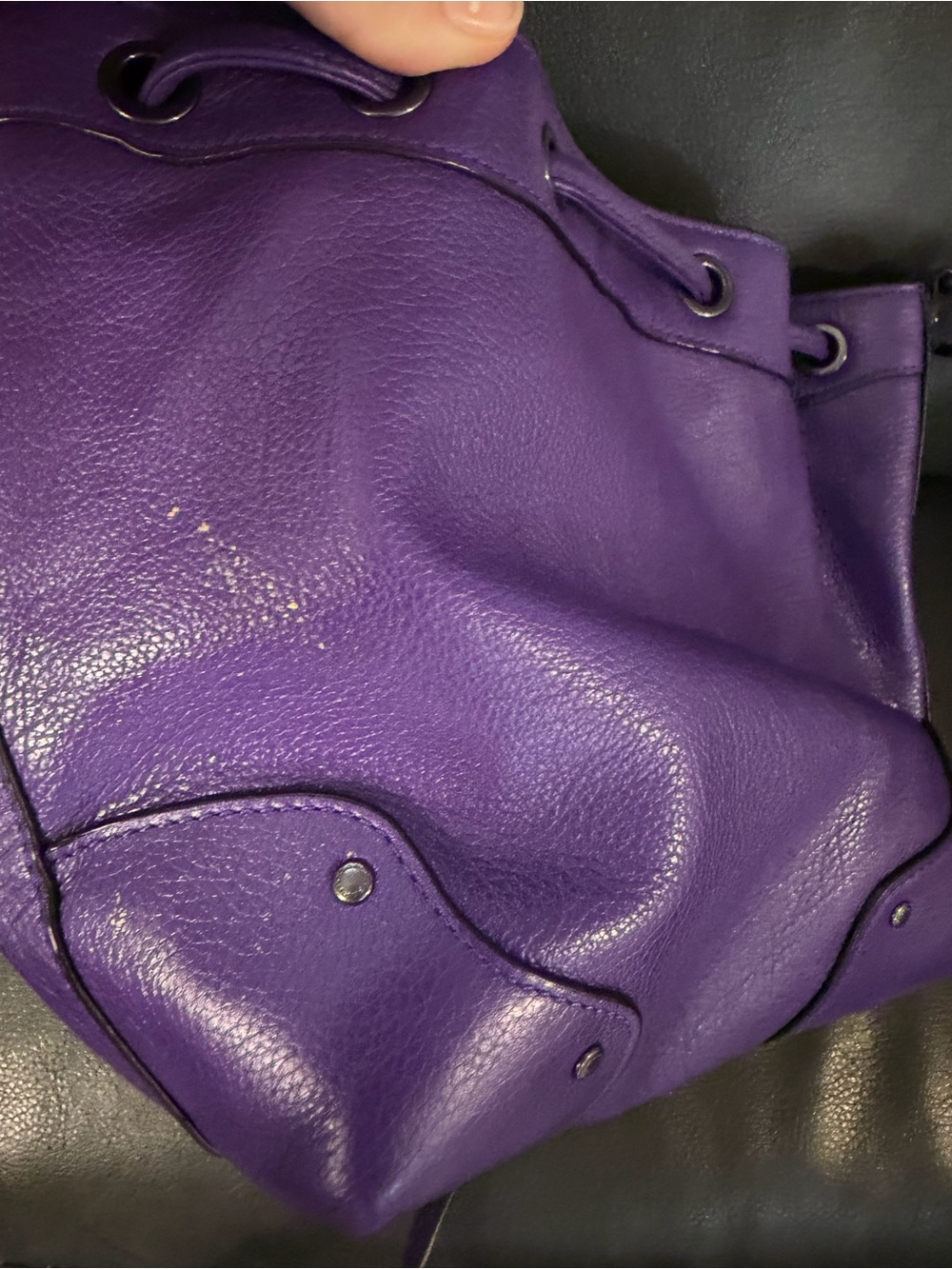Coach Purple Pebbled Leather Drawstring Crossbody - Picture 12 of 12